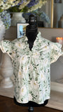 Carrie Floral Top-Green