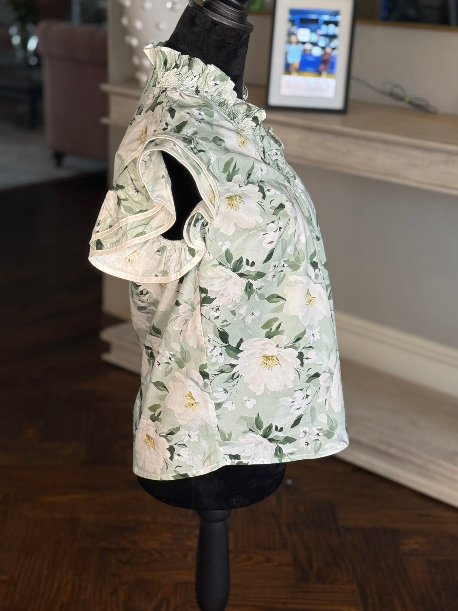 Carrie Floral Top-Green