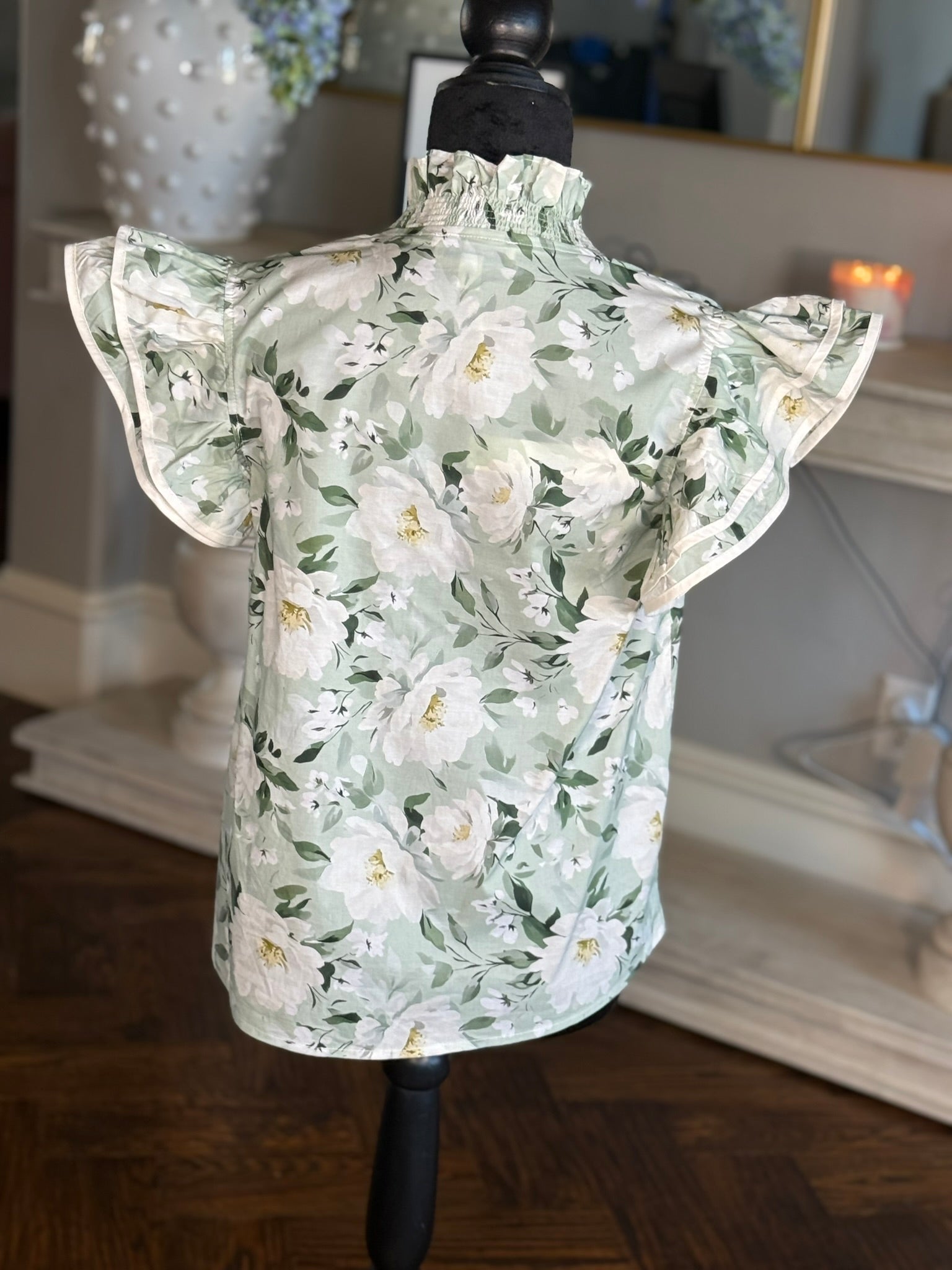 Carrie Floral Top-Green