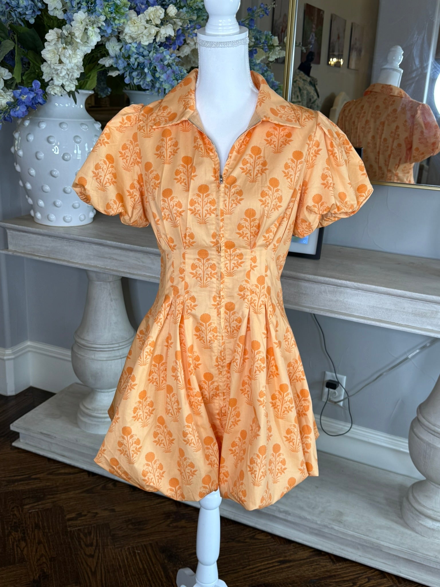 Taylor Bubble Dress-Sunkist Orange