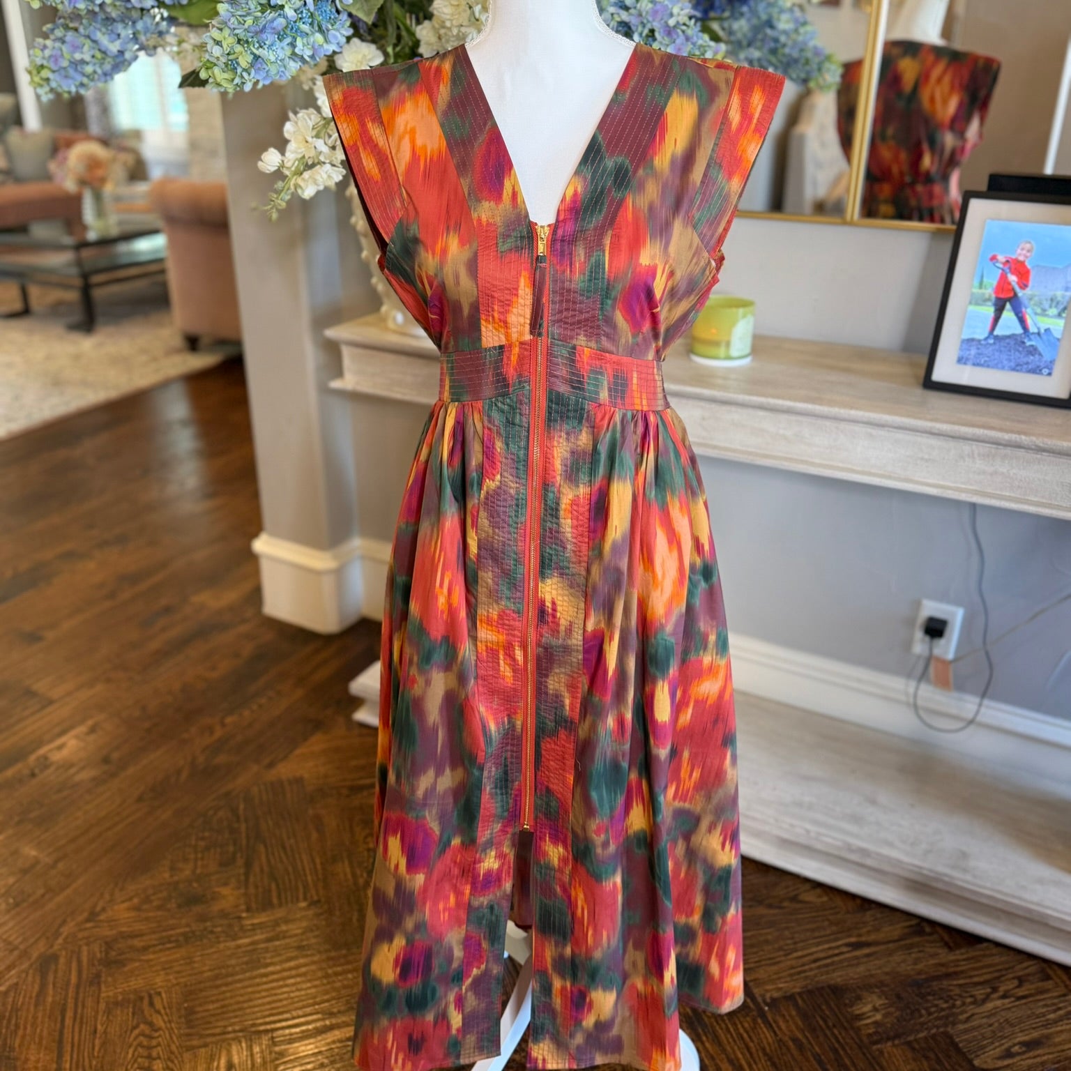 Watercolor Dress-Rust