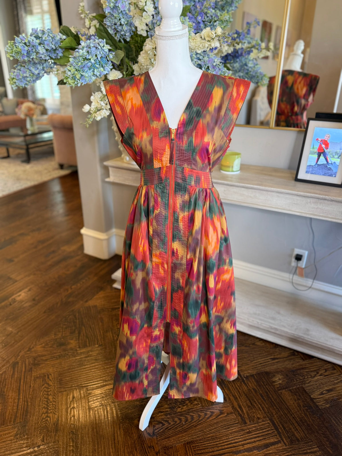 Watercolor Dress-Rust