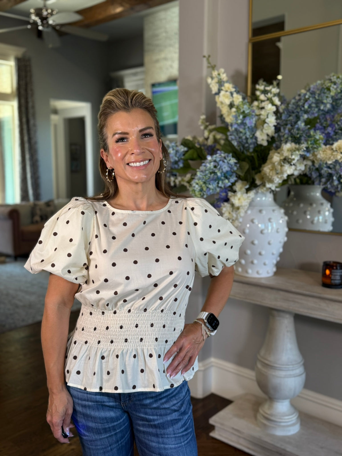 Spotty Dotty Top-Cream