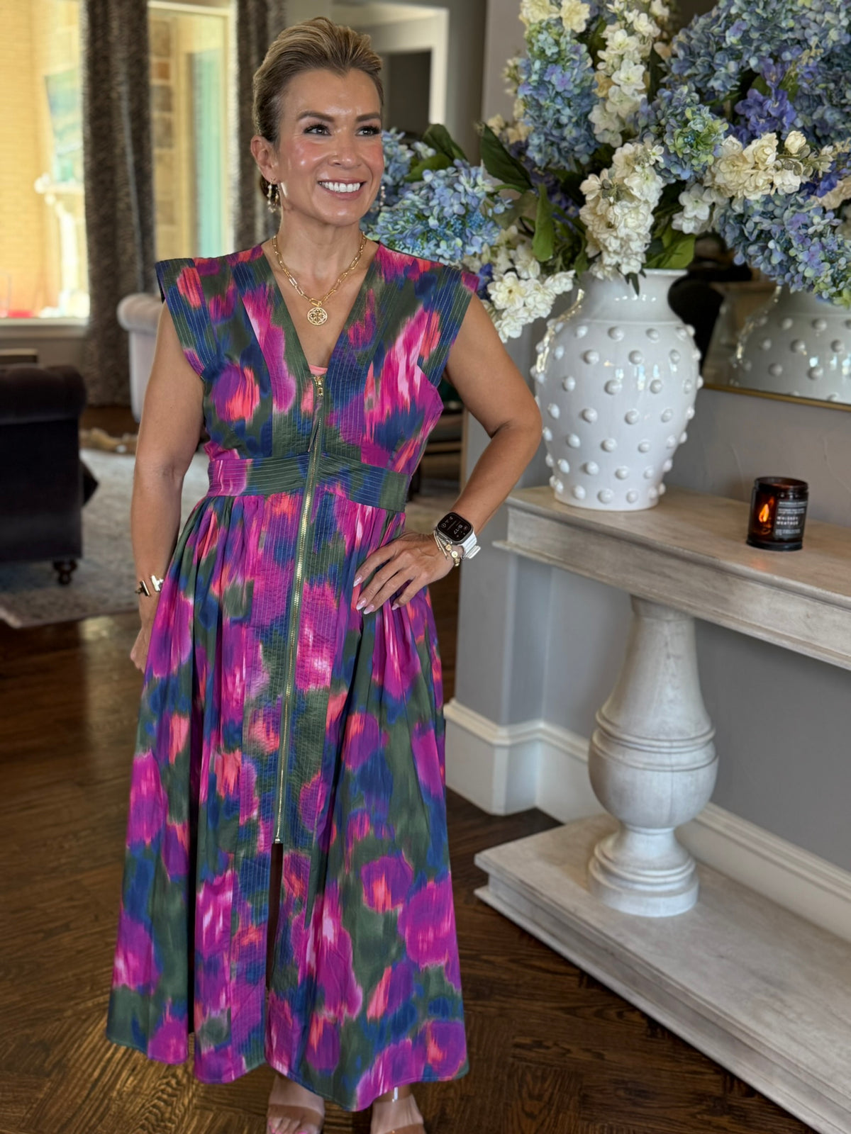 Watercolor Dress-Magenta