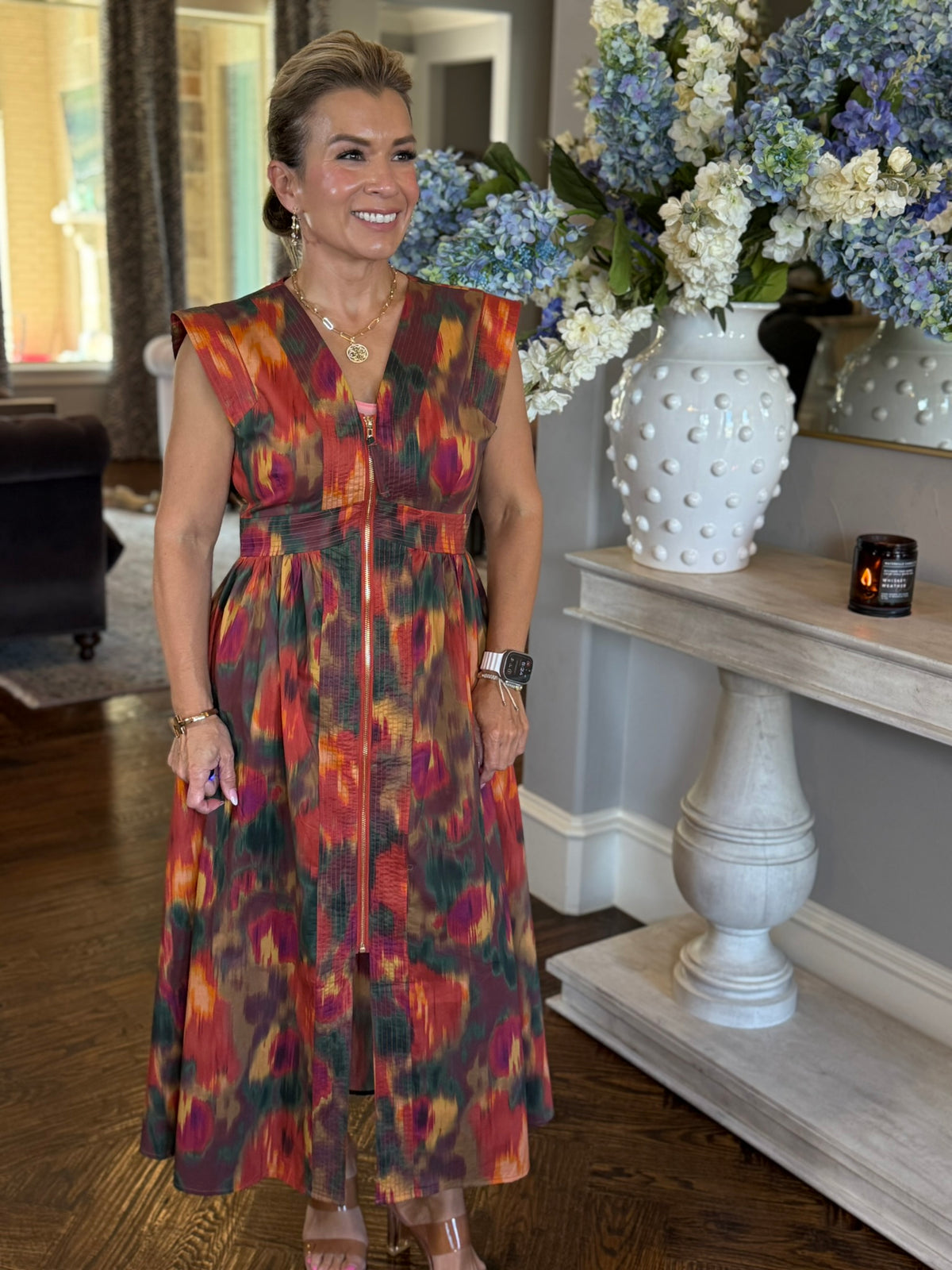 Watercolor Dress-Rust