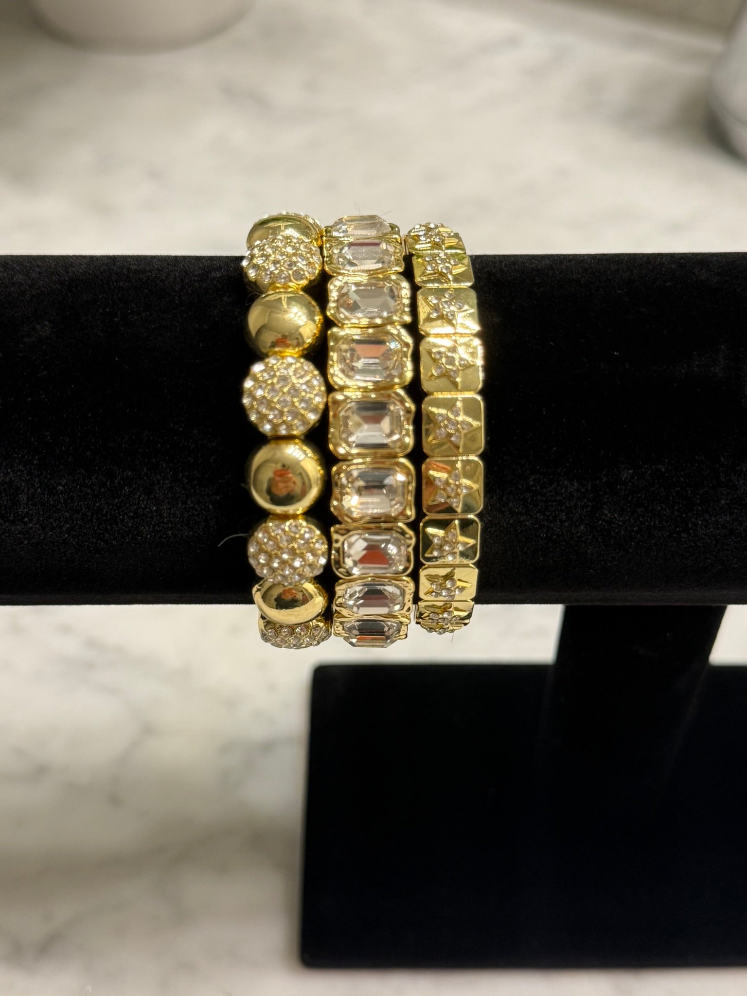 Radiant Gold Crystal Stack Set