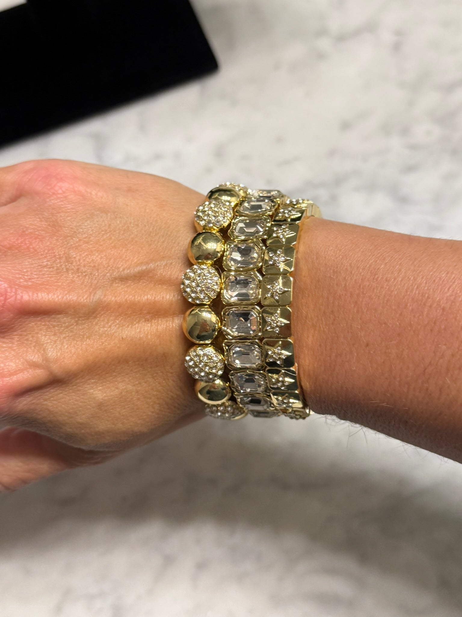 Radiant Gold Crystal Stack Set