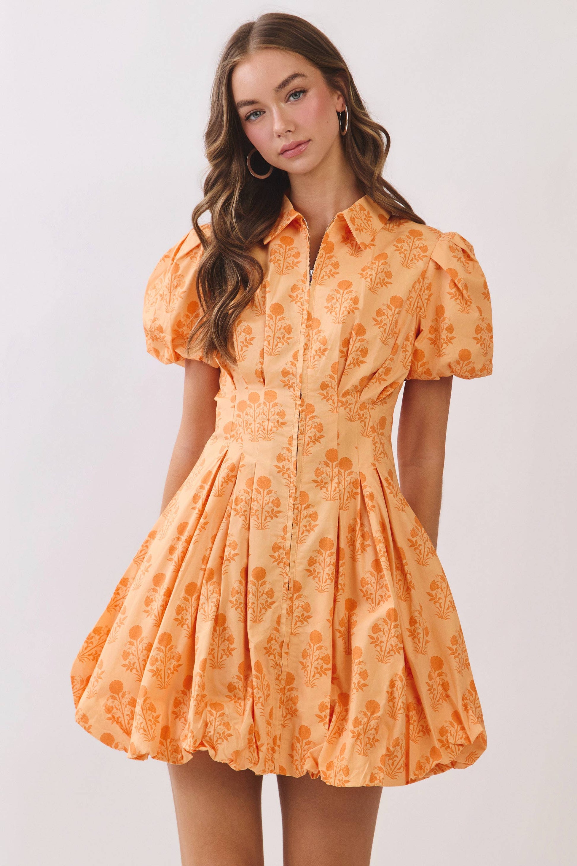 Taylor Bubble Dress-Sunkist Orange